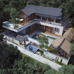 新中式独栋别墅3D模型下载